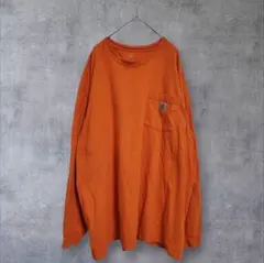 【Carhartt】カーハート オレンジ 長袖カットソー ポケット付きXLサイズ