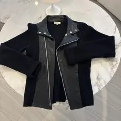 EMPORIO ARMANI レザー ニット ジャケット 40