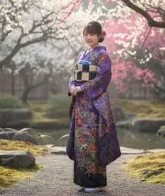 大特価SALE中★振袖フルセット【10点】★古典柄★紫色★成人式に★訳あり