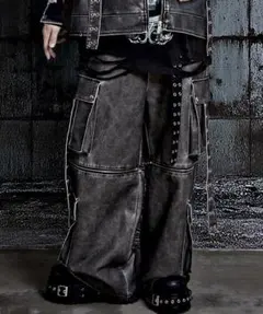 あ*様 2wayヴィンテージ加工合成皮革カーゴパンツ