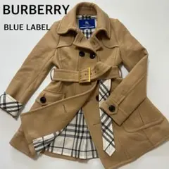 バーバリーブルーレーベル　ダッフルコート　ノバチェック　ベージュ　38 ベルト