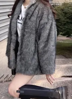 ファーコート グレー