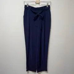 コムサイズム　ネイビー　ワイドパンツ　紐ベルト付き　ウエストゴム　11号　L