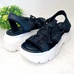 美品 AZUL MOUSSY 厚底 スポーツサンダル S 黒