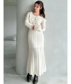 RESEXXY アンサンブルレースニットワンピース アイボリー