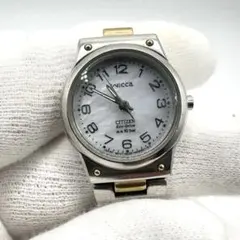 シチズン wicca エコドライブ ソーラー腕時計 10気圧防水 シェル文字盤