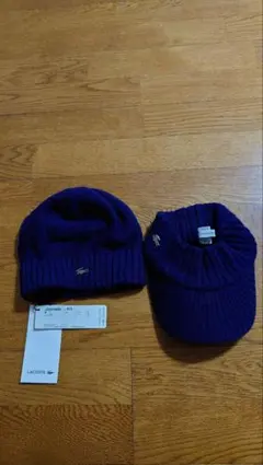 LACOSTE ニット帽 ビーニー ネイビー 日本製のサムネイル