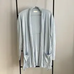 インデックス INDEX ロング丈 カーディガン M ライトブルー リボン付