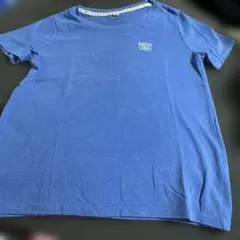 青い無地コットンTシャツ