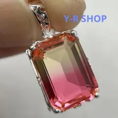 バイカラートルマリン風カラーストーン のクラシカルペンダントトップ ★ピンク