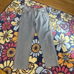 ライトブルー ストレートデニム Mサイズ フリンジ