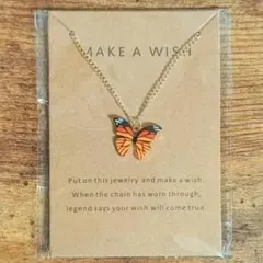 【バタフライネックレス★オレンジ×ブラック】蝶々 チョウチョ フェアリーグランジ