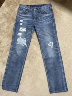 Levi's 501ストレートデニム ブルー ダメージ加工 w29 L31