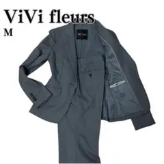 ViVi fleurs セットアップ スーツ シルク混 グレー ストライプ Mのサムネイル