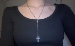 dark blue y2k cross rosary necklace❤︎