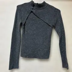 MURUA ダークグレー ニット 長袖　チャイナ