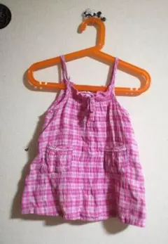 【130】チェックのワンピ　　80サイズ　中古