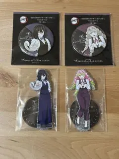 【新品未使用】鬼滅の刃　伊黒小芭内　甘露寺蜜璃　両面アクスタ・缶バッジセット