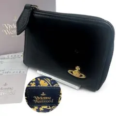 美品✨ヴィヴィアン　二つ折り財布　ラウンドジップ　ゴールドオーブ　ネイビー 美品✨ヴィヴィアン 二つ折り財布 ラウンドジップ ゴールドオーブ