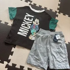 【2点セット】ディズニーコーデ　ミッキー半袖ティシャツ＆ショートパンツ　子供服