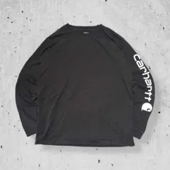 CarharttカーハートロンT袖ロゴプリント長袖黒ブラックルーズフィット古着M