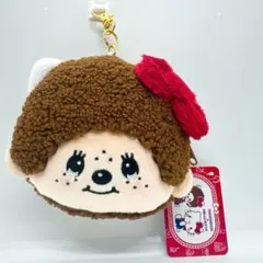 【新品未使用】伸びるリール付き　モンチッチ×ハローキティ フェイスパスケース