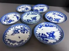 六角皿 染付 [松竹梅 山水 風景 漢詩] 和食器 骨董品 アンティーク　10枚 六角皿 染付 [松竹梅 山水 風景 漢詩] 和食器 骨董品 アンティーク 10