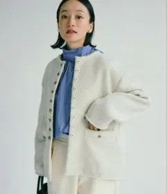 ピュアルセシン　リングツイードノーカラージャケット