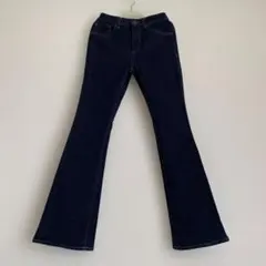 GU ジーユー ミドルライズフレアジーンズ Sサイズ ネイビー