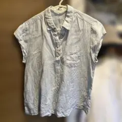 無印良品　麻100%フレンチスリーブ　ブラウス
