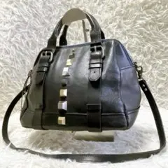 ✨美品✨コーチ　プレミアム　ナンシー　サッチェル　2way スタッズ　レザー　黒 ✨美品✨コーチ プレミアム ナンシー サッチェル 2way スタッズ レザー