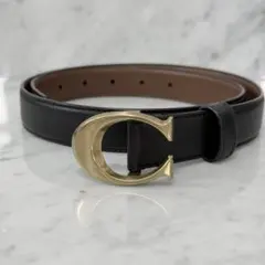 美品 COACH コーチ ベルト 本革 ブラック ゴールド ロゴバックルのサムネイル