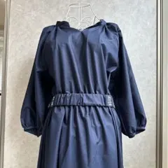 【美品】ナノ・ユニバース 長袖　ワンピース ウエストゴム仕様　ベルト付　63