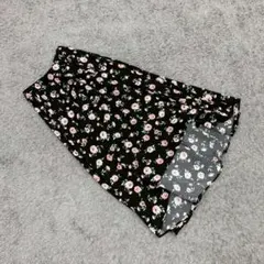 ✨INGNI✨イング♡イレヘムスカート♡ロング丈♡ウエストゴム♡花柄♡黒(M)
