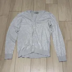 ジョンスメドレー コットン Ｖネックカーディガン グレー　レディースM