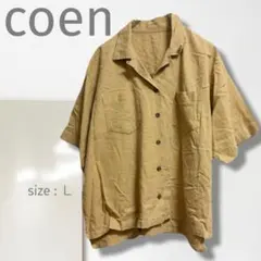 k1【コーエン】シャツ/美品 羽織り 着回し 半袖 ベージュ カジュアル Ｌ 楽