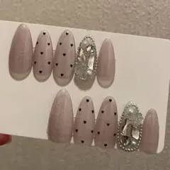 ネイルチップ　埋め尽くし　ハートホロネイル　マグネット　綺麗目　ワンホン　量産型