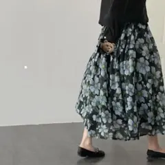 花柄 プリント カジュアル ロングスカート 総柄 着心地いい 大きいサイズ