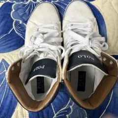 Polo Ralph Lauren ホワイト/ネイビー ハイカットスニーカー