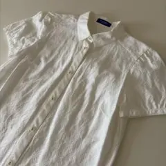 ブルーレーベル クレストブリッジ　シャドウチェック　半袖 ブラウス　オフホワイト