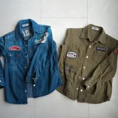 double.B デニム・オリーブグリーンシャツセット