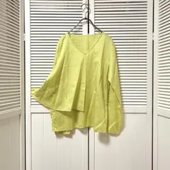Ballsey　ボールジィ　シャドーストライプ　シアーブラウス　イエロー　日本製のサムネイル