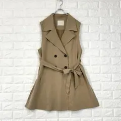 ☆レイカズン/F/モカ/無地/ベスト/Aライン/サイドスリット/春秋冬/きれいめ