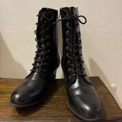 ブラックレースアップブーツ 25.5cm
