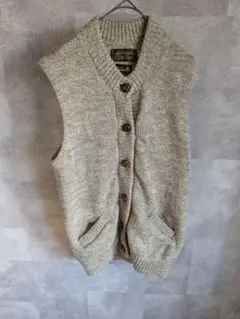 エディーバウアー　ニットベスト　ベージュ　黒タグ　80s アウトドア