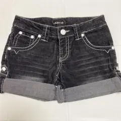 ブラックショートパンツ コーデュロイ　ロールアップデザイン　レディース