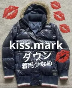 土日お値下❣️kiss.mark ネイビーフード取り外し可ダウンジャケット L ❣️