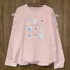 新品タグ付き　メゾピアノ　マジカルグラフィック　長袖Tシャツ　ピンク　140cm