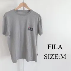 【美品】 FILA メンズ 半袖 Tシャツ グレー ポケット付き スポーツ