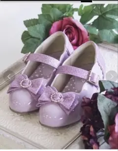 パープルリボン付きフォーマルシューズ19cm